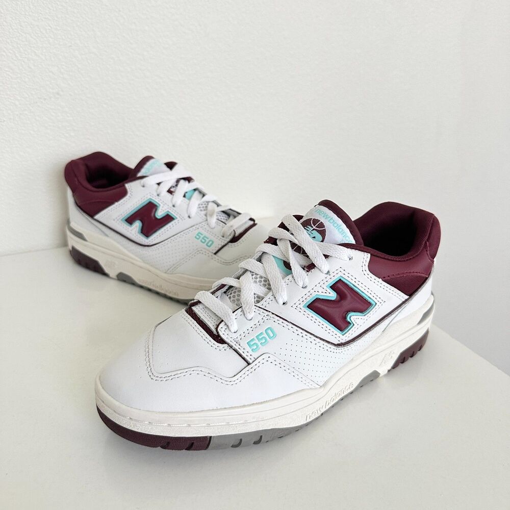New Balance 550 Shoes Sneakers Burgundy Red Cyan Street BB550WBG Mens US 7 EU 40